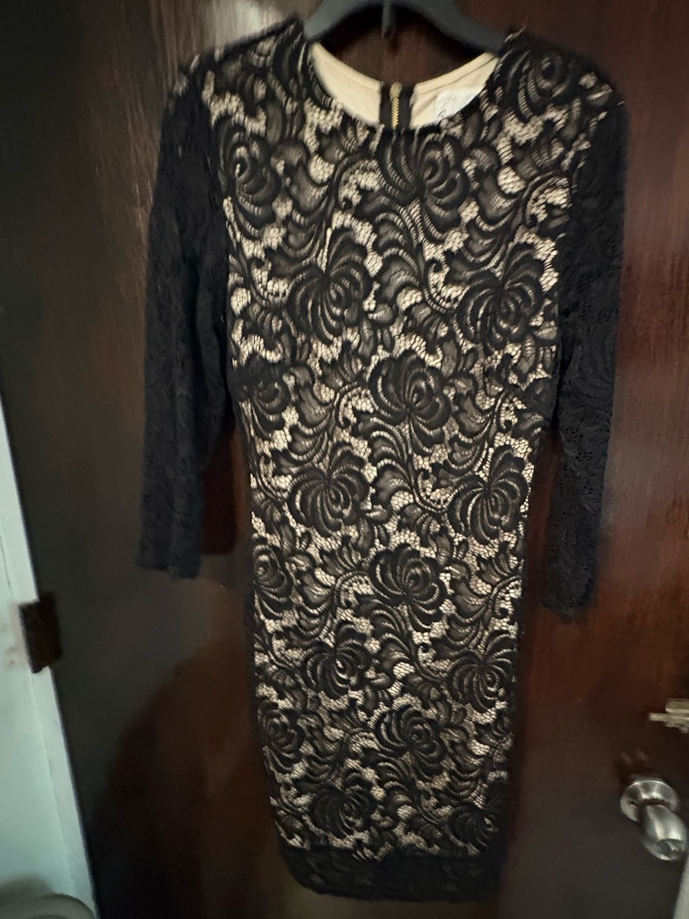 Bundle 3 for $25. Black Lace Sheath Dress with Nude Lining. Size S.